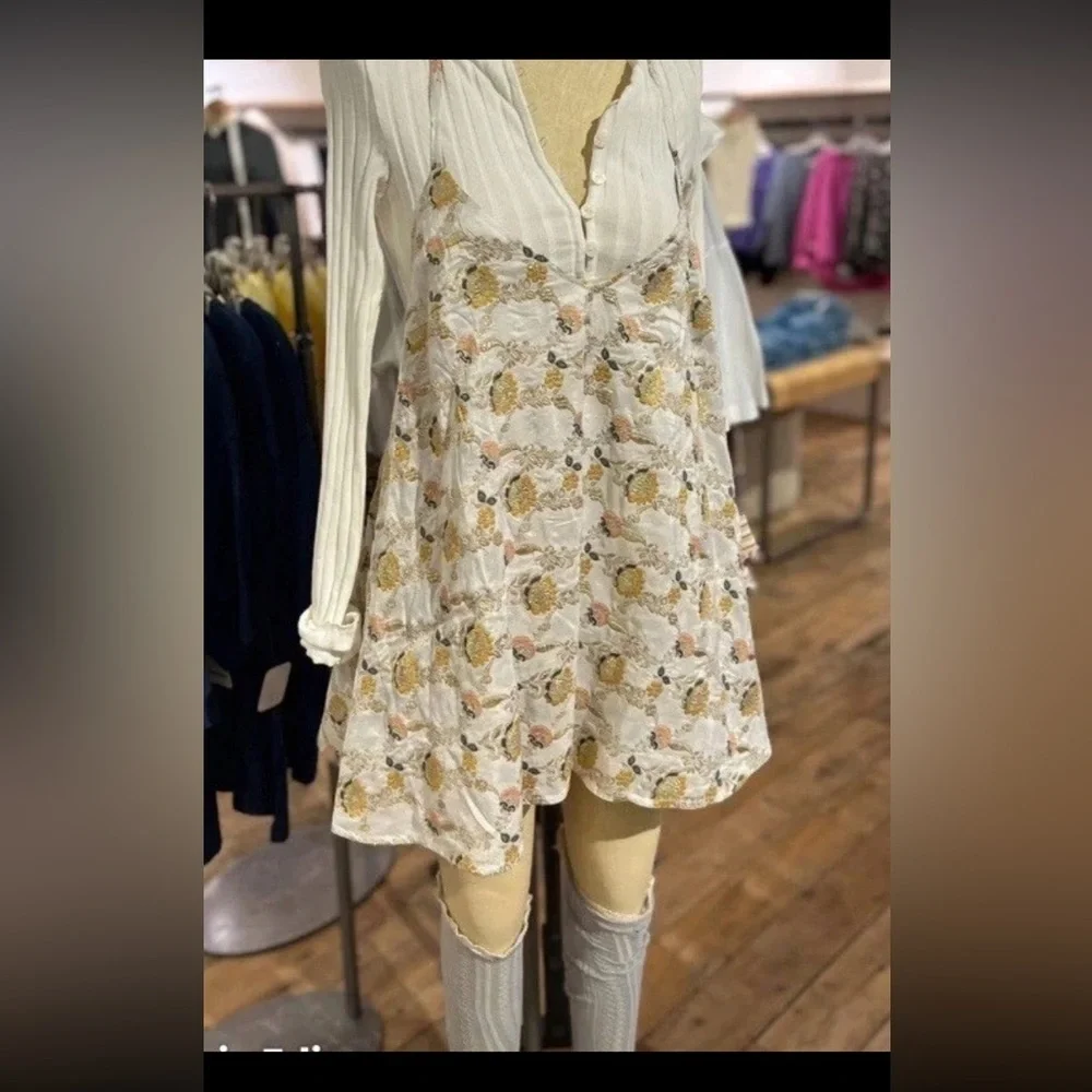 Floral free people brocade gold cream romper Chiara Playsuit NWOT spring revolve